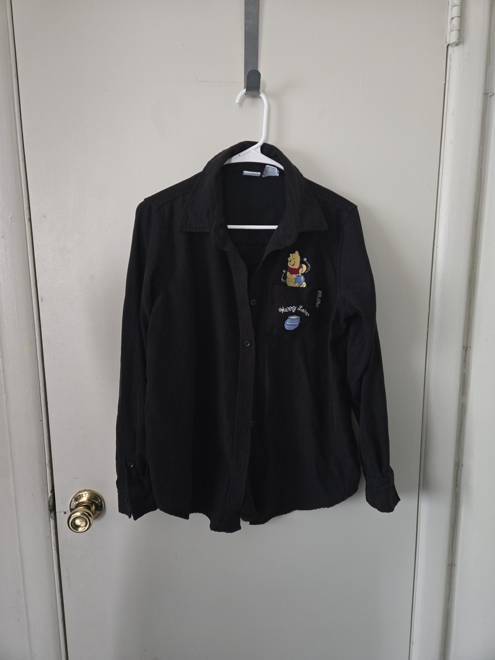 Disney Black Button-Down Shirt with Winnie the Pooh Embroidery